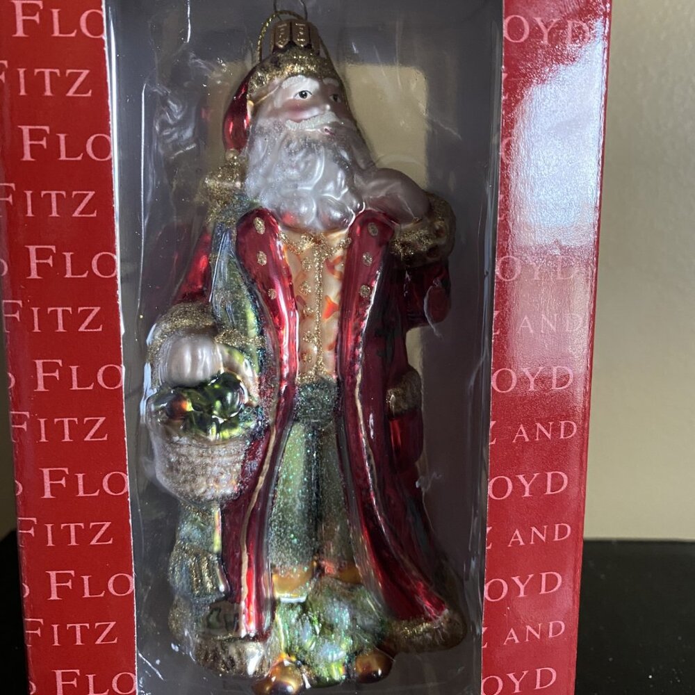 Fitz and Floyd Xmas Gathering Santa ornament